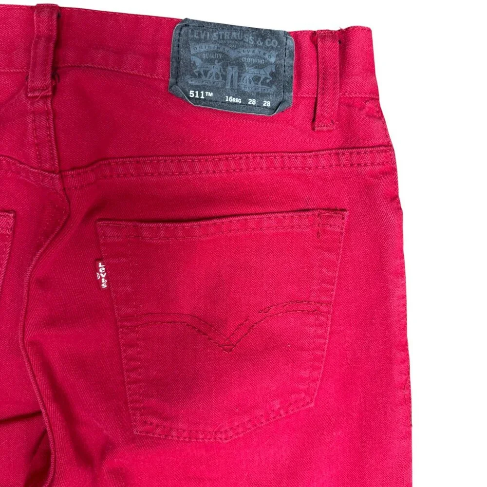 LEVI'S® 511™ Men's Slim Fit‎ Straight Leg Jeans Red Black Patch | W28 x L28